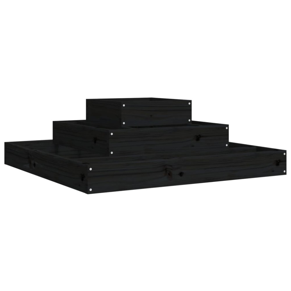 vidaXL Ζαρντινιέρα Μαύρο 80 x 80 x 27 εκ. από Μασίφ Ξύλο Πεύκου