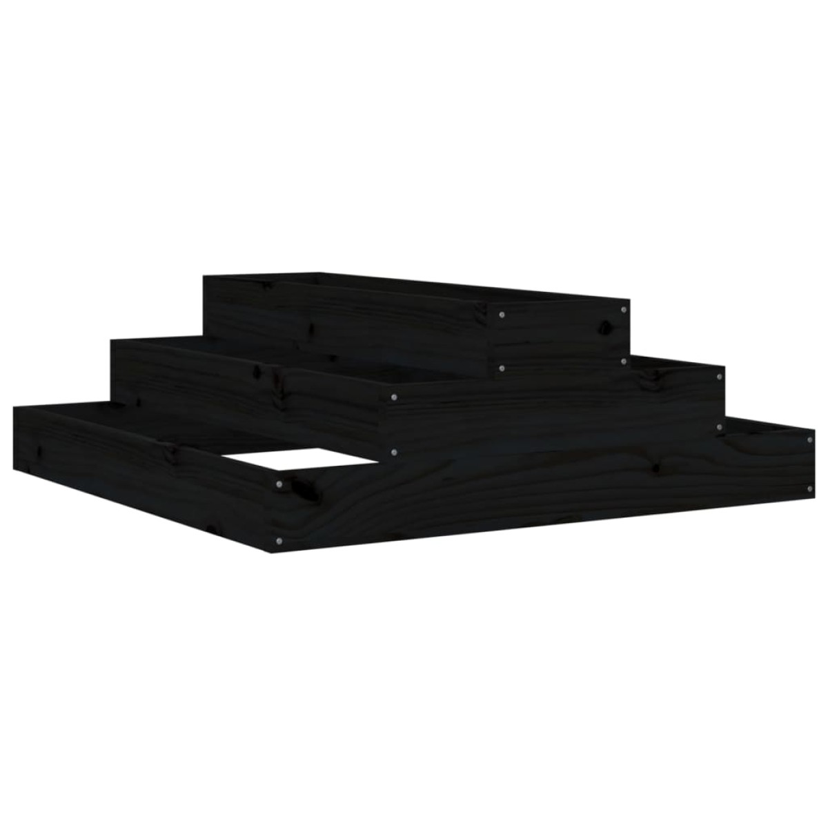 vidaXL Ζαρντινιέρα Μαύρο 80 x 80 x 27 εκ. από Μασίφ Ξύλο Πεύκου