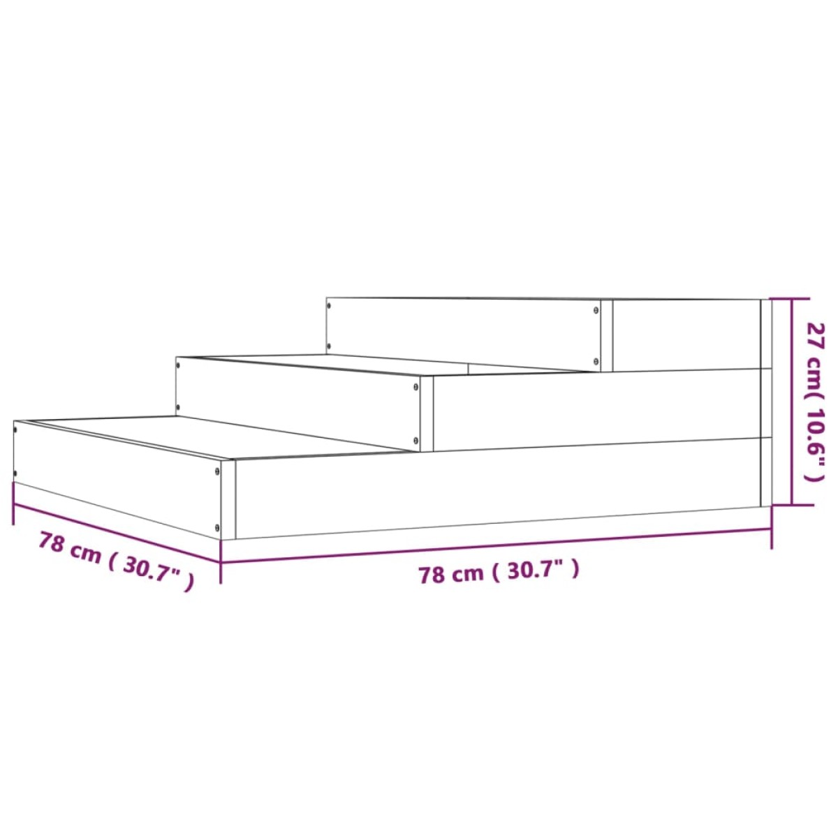 vidaXL Ζαρντινιέρα Γκρι 78 x 78 x 27 εκ. από Μασίφ Ξύλο Πεύκου