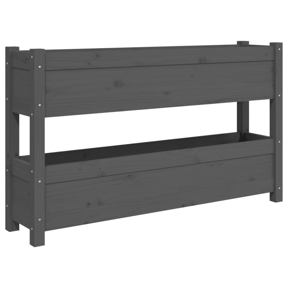 vidaXL Ζαρντινιέρα Γκρι 112x25x66 εκ. από Μασίφ Ξύλο Πεύκου