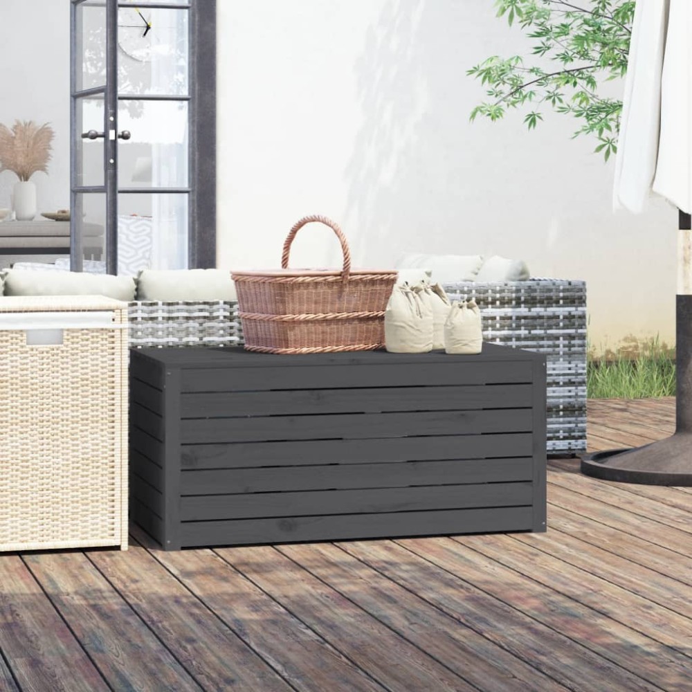 vidaXL Μπαούλο Κήπου Γκρι 101 x 50,5 x 46,5 εκ από Μασίφ Ξύλο Πεύκου