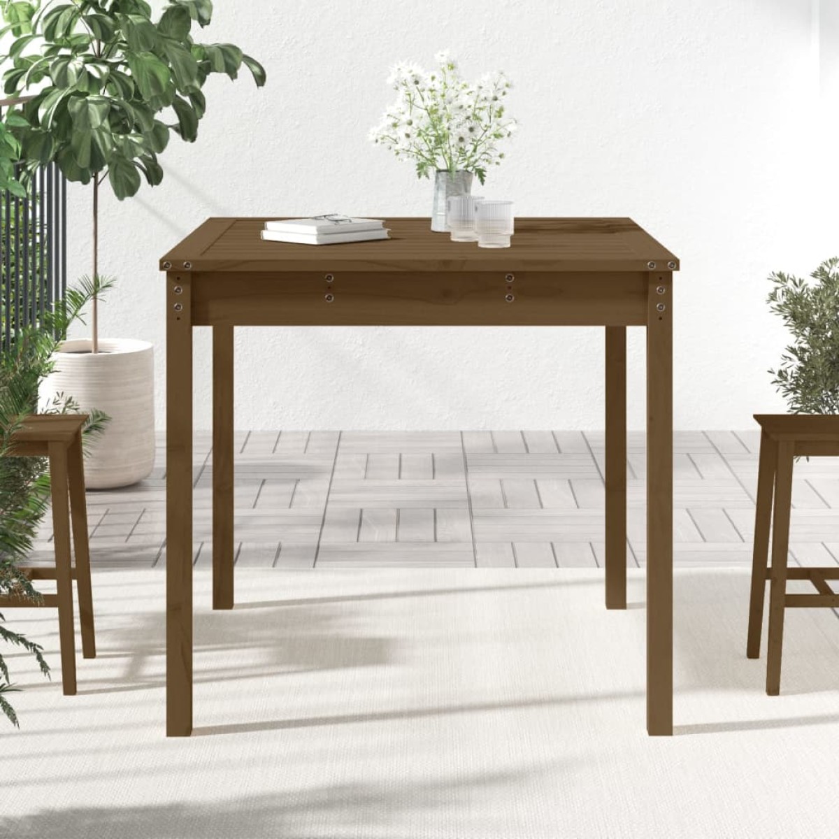 vidaXL Τραπέζι Κήπου Μελί 82,5 x 82,5 x 76 εκ. από Μασίφ Ξύλο Πεύκου