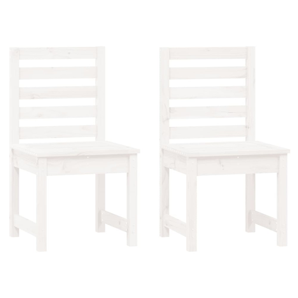 vidaXL Καρέκλες Κήπου 2 τεμ. Λευκές 50x48x91,5 εκ. Μασίφ Ξύλο Πεύκου