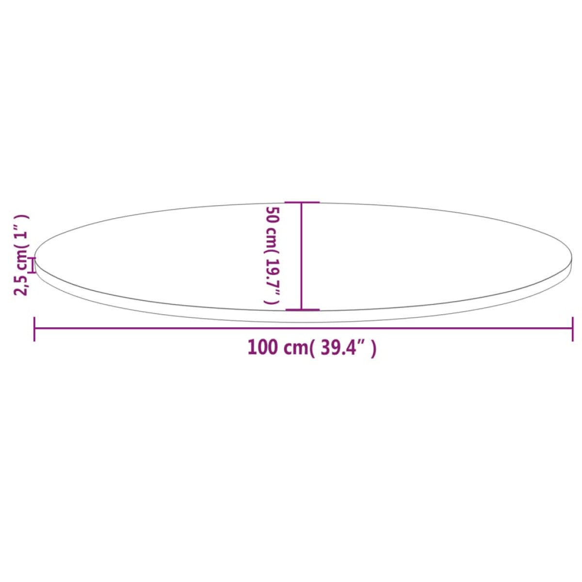 vidaXL Επιφάνεια Τραπεζιού Οβάλ Λευκή 100x50x2,5 εκ. Μασίφ Ξύλο Πεύκου