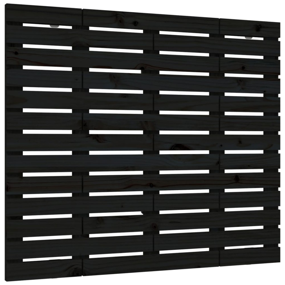 vidaXL Κεφαλάρι Τοίχου Μαύρο 141x3x91,5 εκ. από Μασίφ Ξύλο Πεύκου