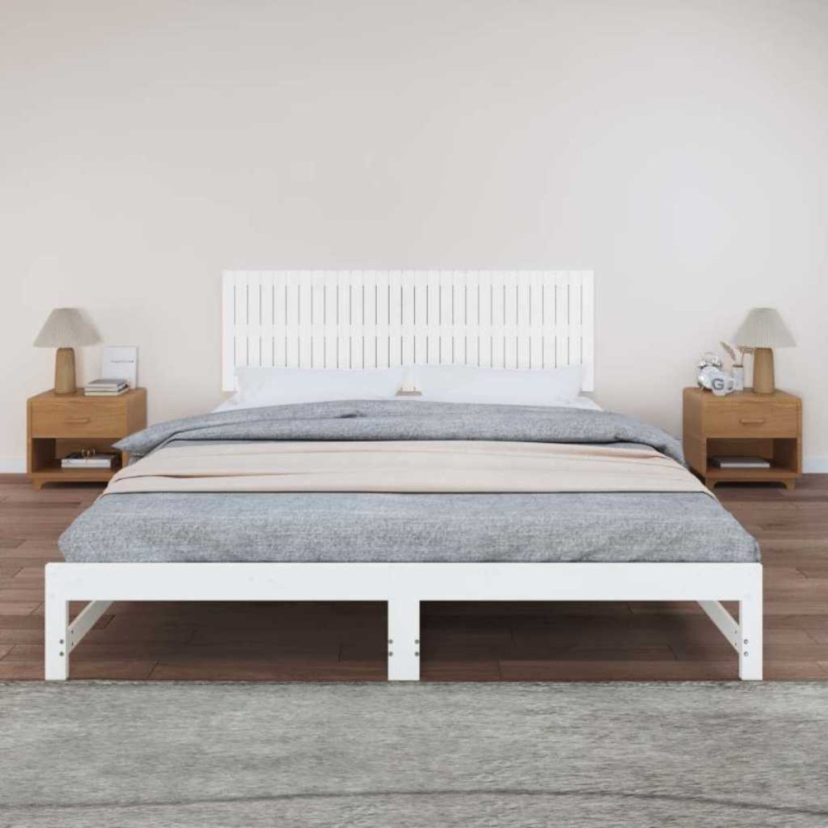 vidaXL Κεφαλάρι Τοίχου Λευκό 185x3x60 εκ. από Μασίφ Ξύλο Πεύκου
