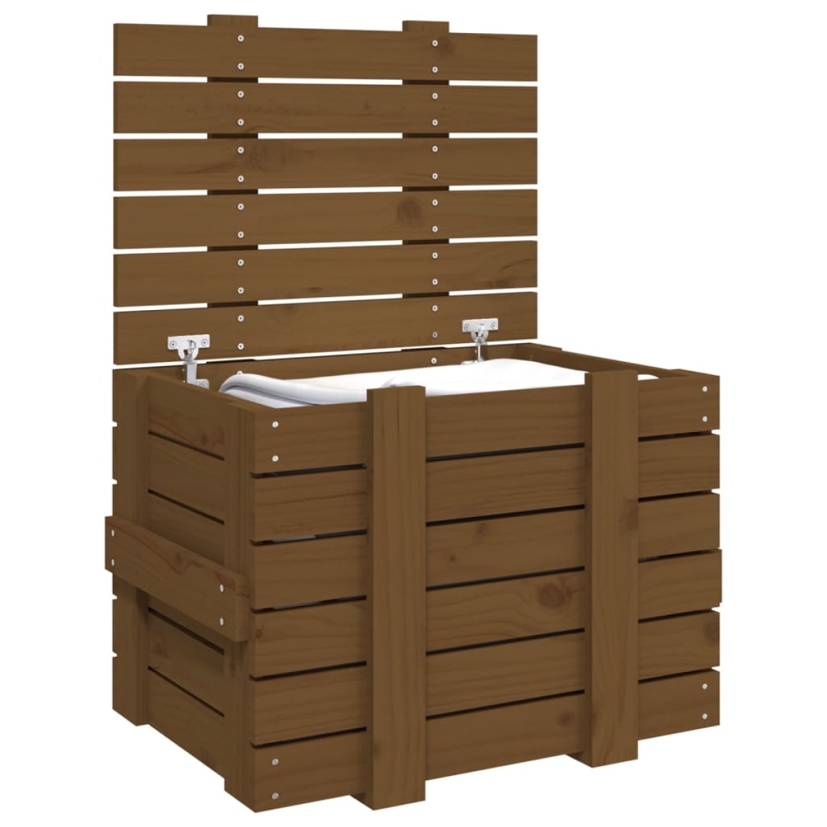 vidaXL Κουτί Αποθήκευσης Καφέ Μελί 58x40,5x42 εκ. Μασίφ Ξύλο Πεύκου