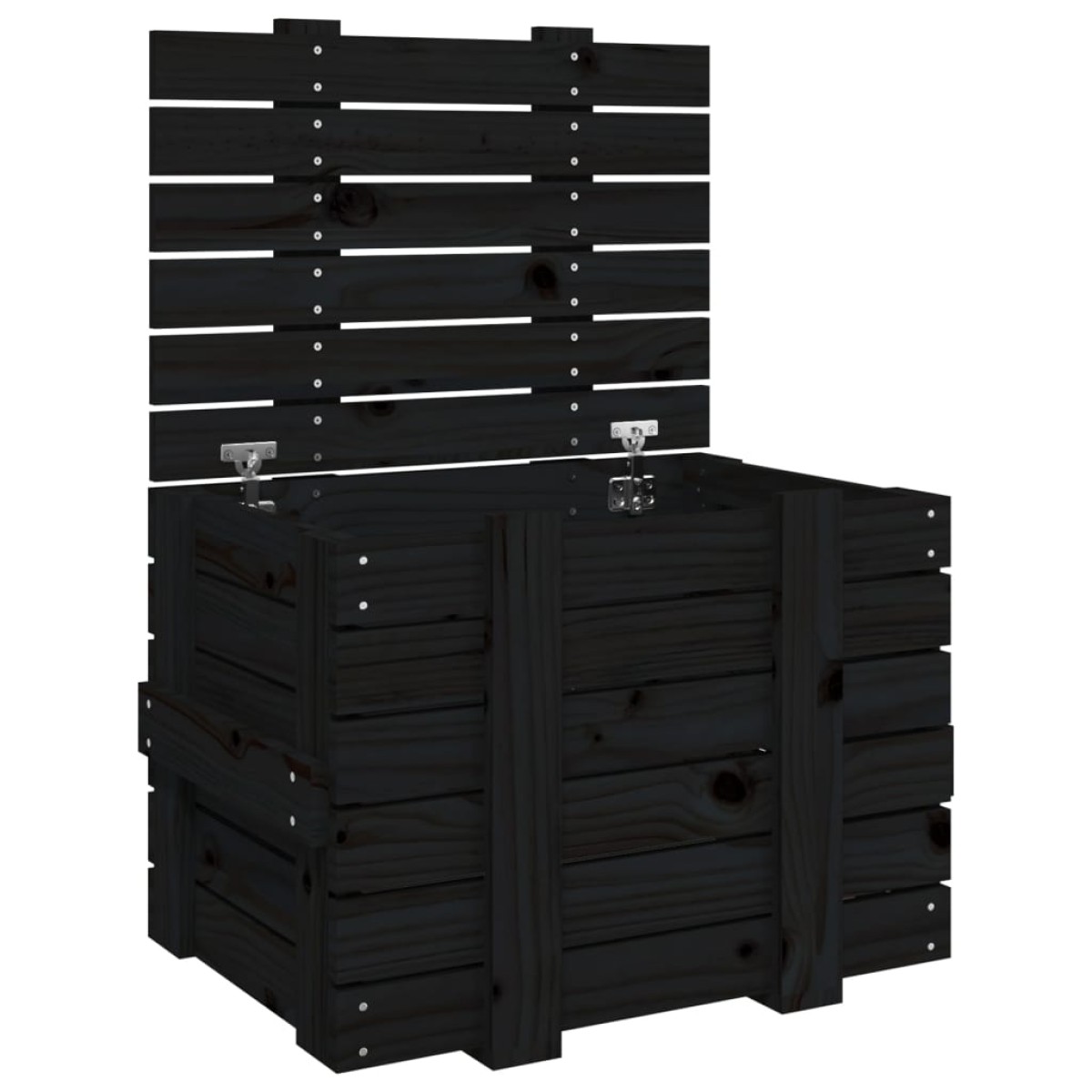 vidaXL Κουτί Αποθήκευσης Μαύρα 58x40,5x42 εκ. Μασίφ Ξύλο Πεύκου