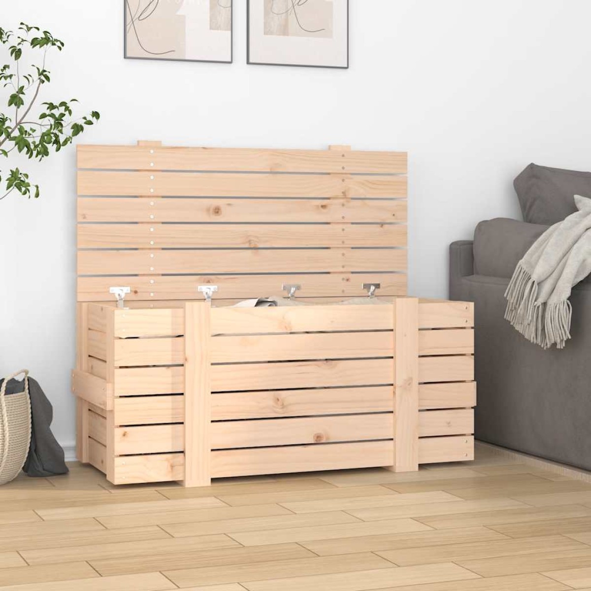 vidaXL Κουτί Αποθήκευσης 91x40,5x42 εκ. από Μασίφ Ξύλο Πεύκου