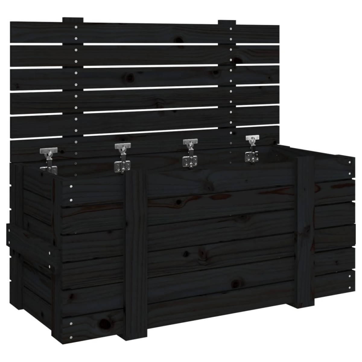 vidaXL Κουτί Αποθήκευσης Μαύρα 91x40,5x42 εκ. Μασίφ Ξύλο Πεύκου