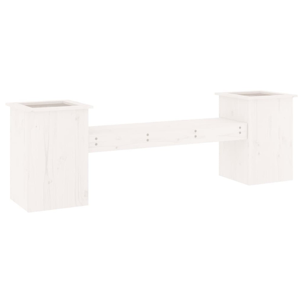 vidaXL Ζαρντινιέρα Παγκάκι Λευκό 184,5x39,5x56,5 εκ. Μασίφ Ξύλο Πεύκου
