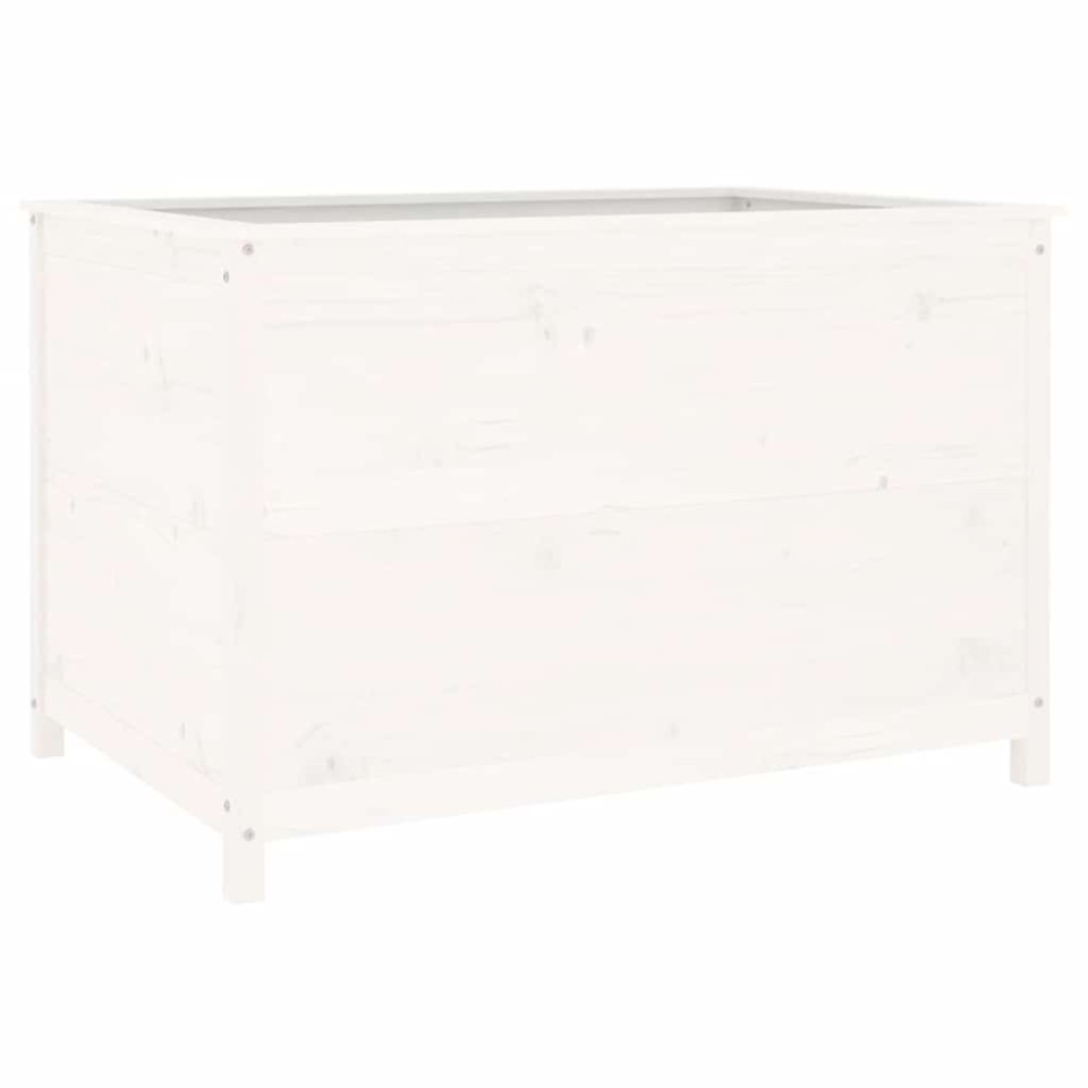 vidaXL Ζαρντινιέρα Υπερυψ. Λευκή 119,5x82,5x78 εκ. Μασίφ Ξύλο Πεύκου