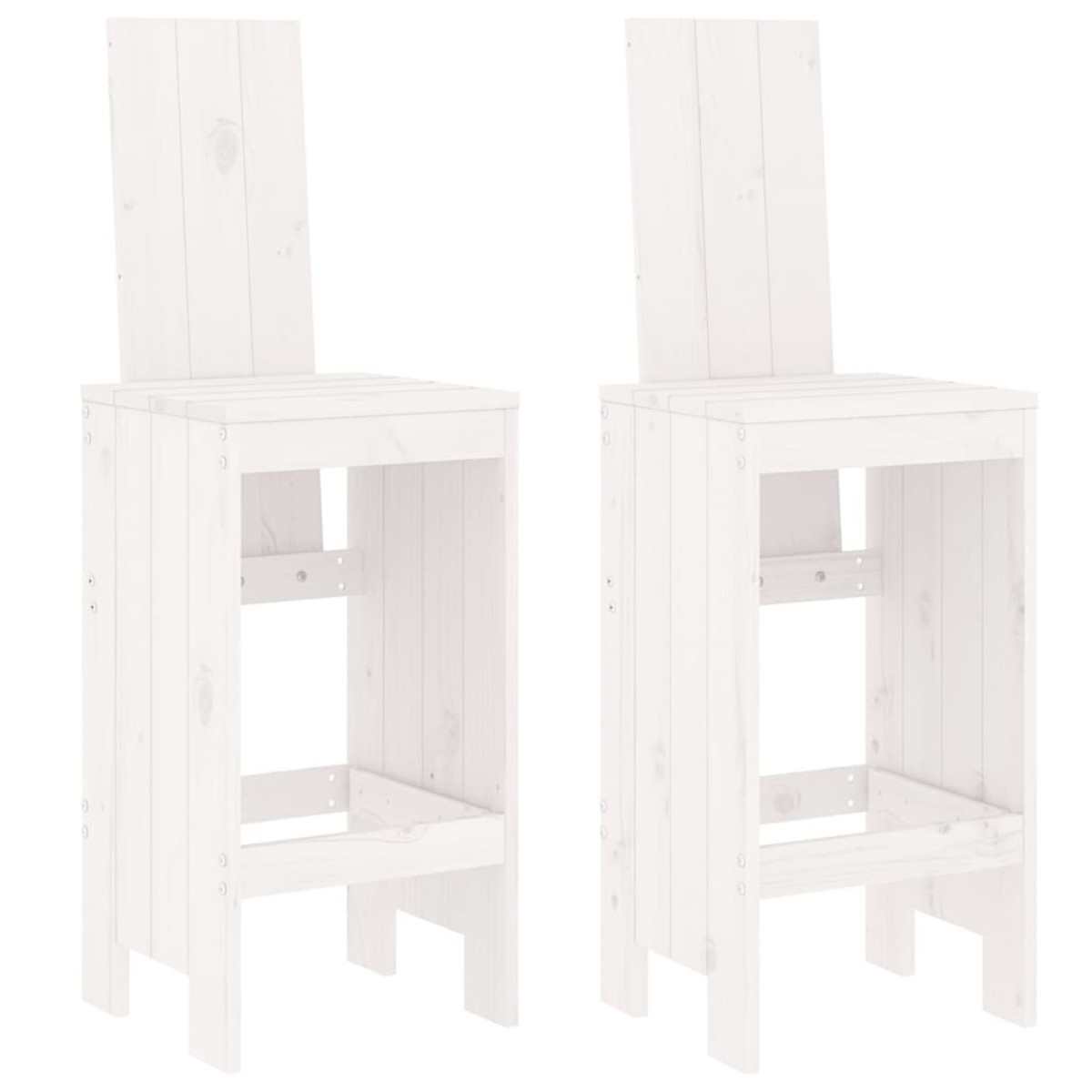 vidaXL Σκαμπό Μπαρ 2 τεμ. Λευκά 40 x 42 x 120 εκ. Μασίφ Ξύλο Πεύκου