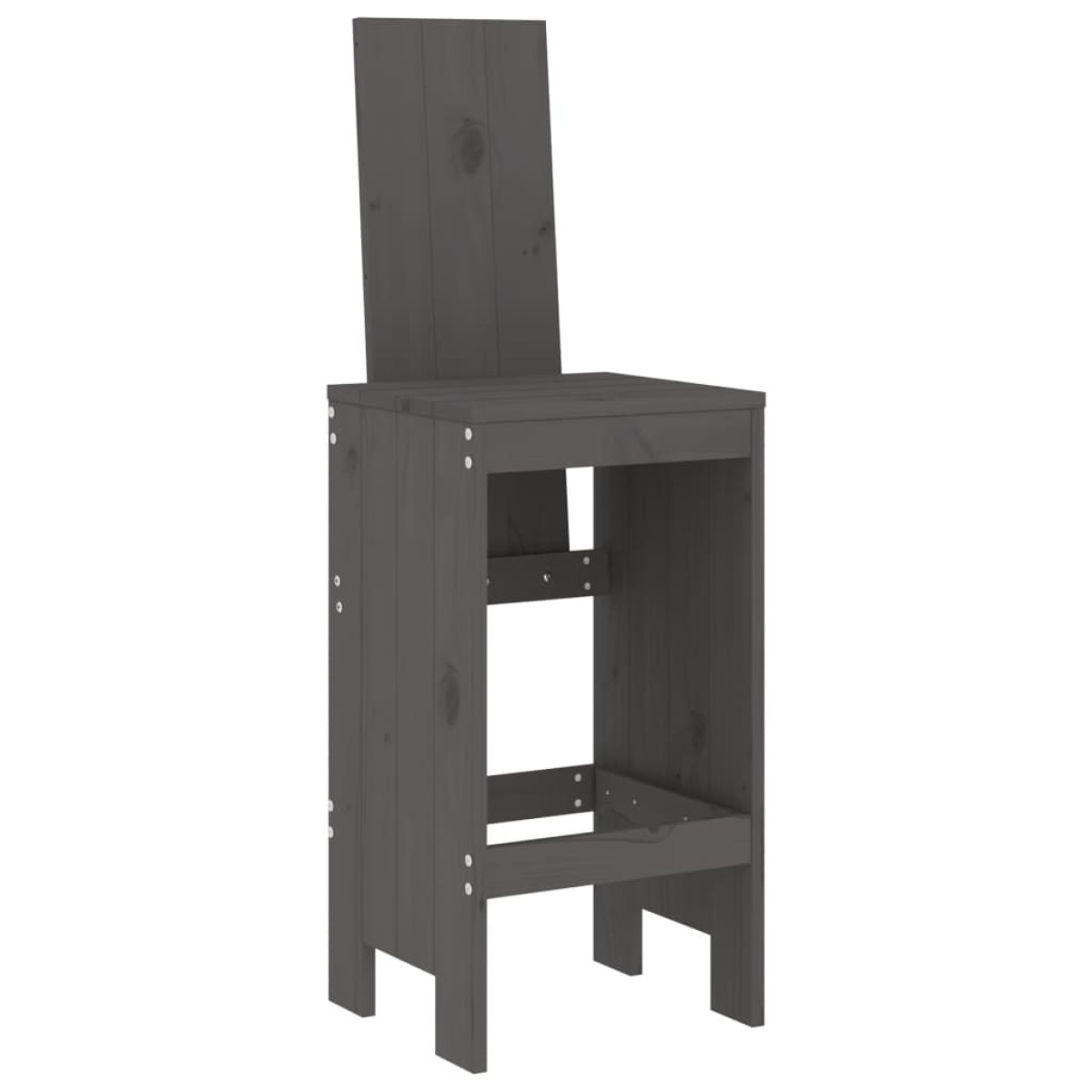 vidaXL Σκαμπό Μπαρ 2 Τεμ. Γκρι 40 x 42 x 120 εκ. από Μασίφ Ξύλο Πεύκου