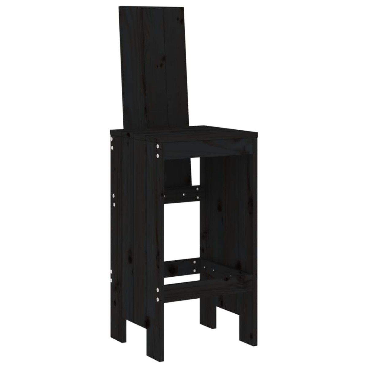 vidaXL Σκαμπό Μπαρ 2 Τεμ. Μαύρα 40x42x120 εκ. από Μασίφ Ξύλο Πεύκου