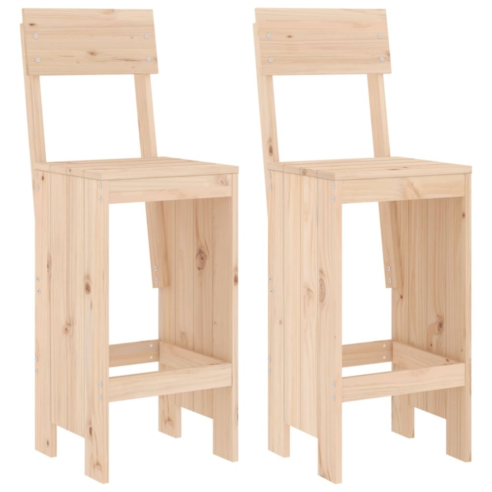 vidaXL Σκαμπό Μπαρ 2 τεμ. 40 x 48,5 x 115,5 εκ. από Μασίφ Ξύλο Πεύκου