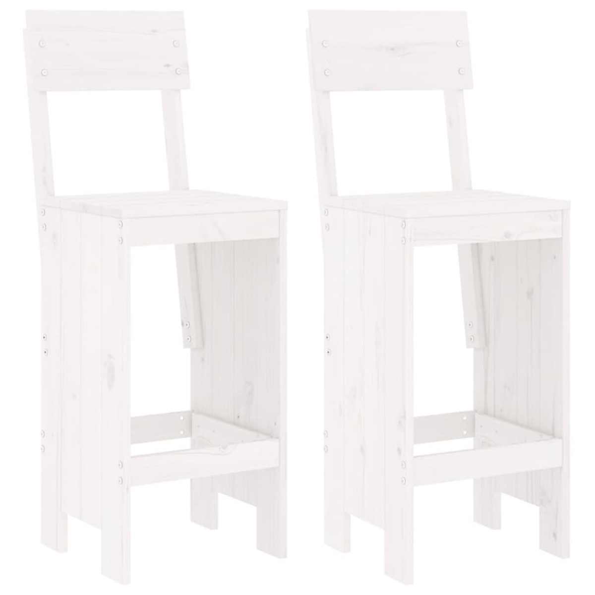 vidaXL Σκαμπό Μπαρ 2 τεμ. Λευκά 40 x 48,5 x 115,5εκ. Μασίφ Ξύλο Πεύκου