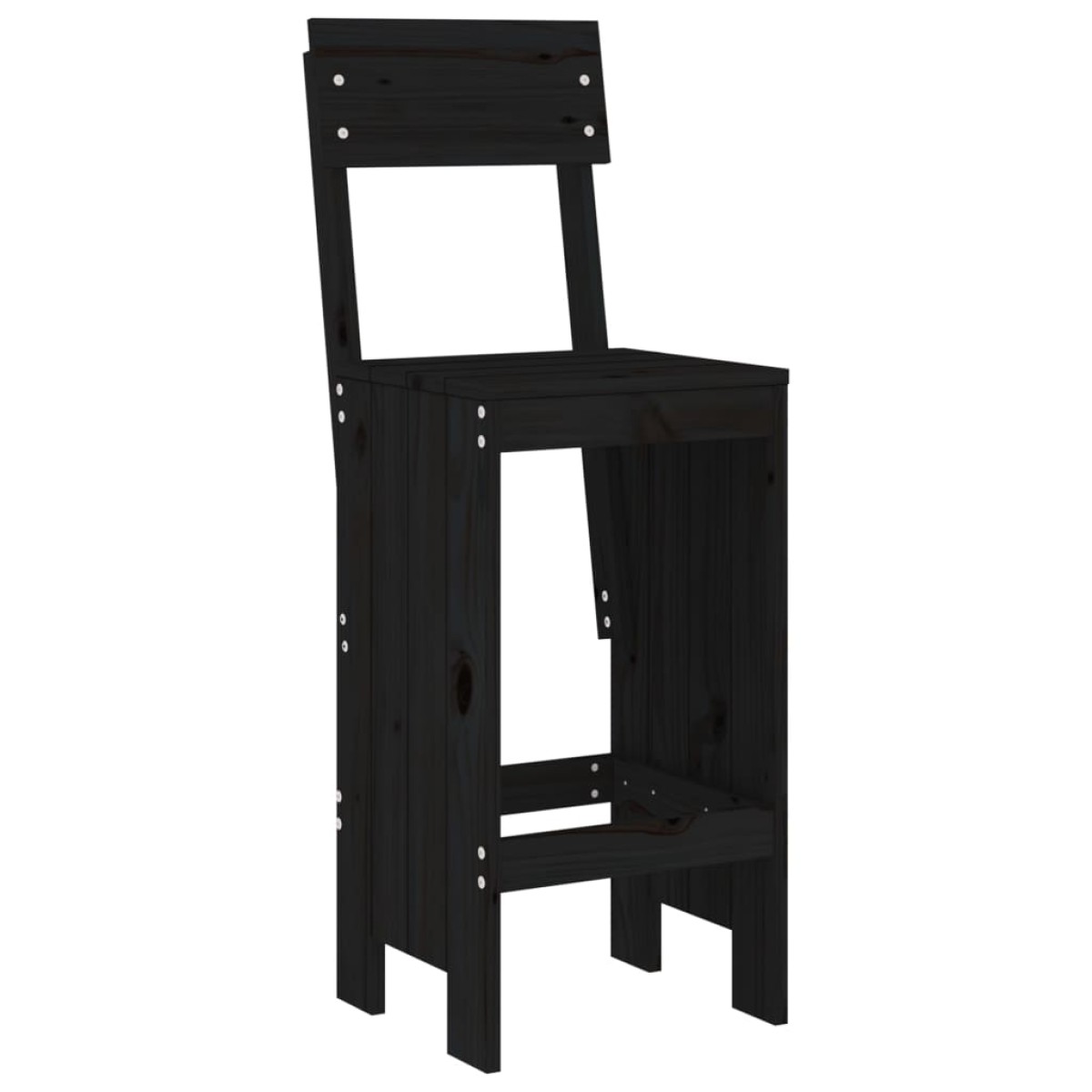 vidaXL Σκαμπό Μπαρ 2 τεμ. Μαύρα 40 x 48,5 x 115,5εκ. Μασίφ Ξύλο Πεύκου