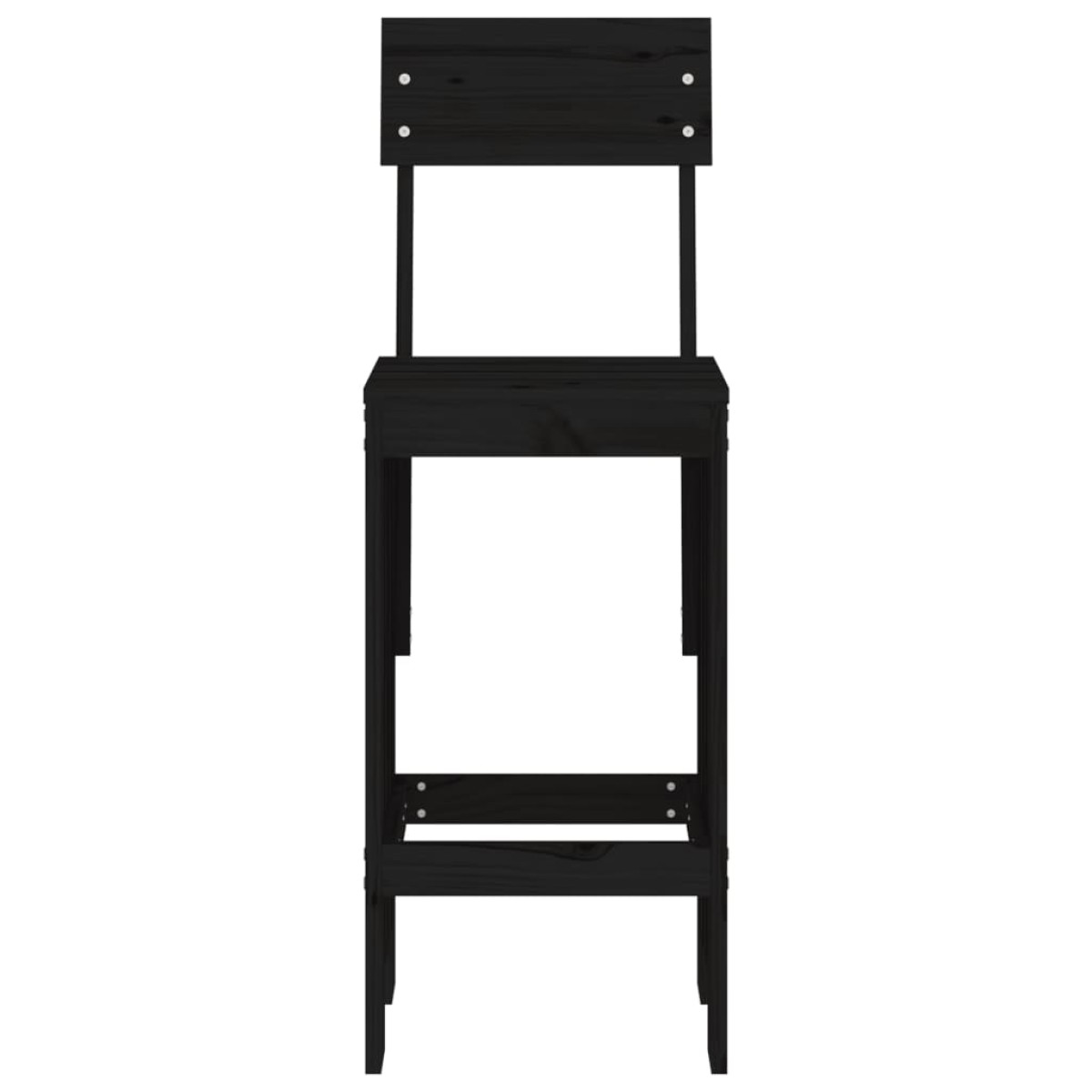 vidaXL Σκαμπό Μπαρ 2 τεμ. Μαύρα 40 x 48,5 x 115,5εκ. Μασίφ Ξύλο Πεύκου