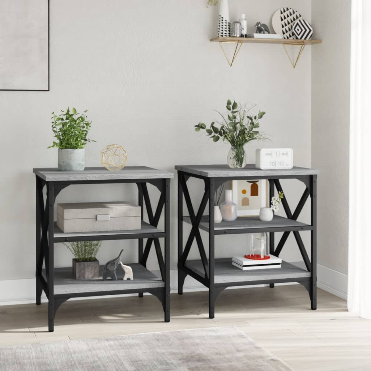 vidaXL Βοηθητικά Τραπέζια 2 τεμ. Γκρι Sonoma 40x42x50 εκ. Επεξ. Ξύλο