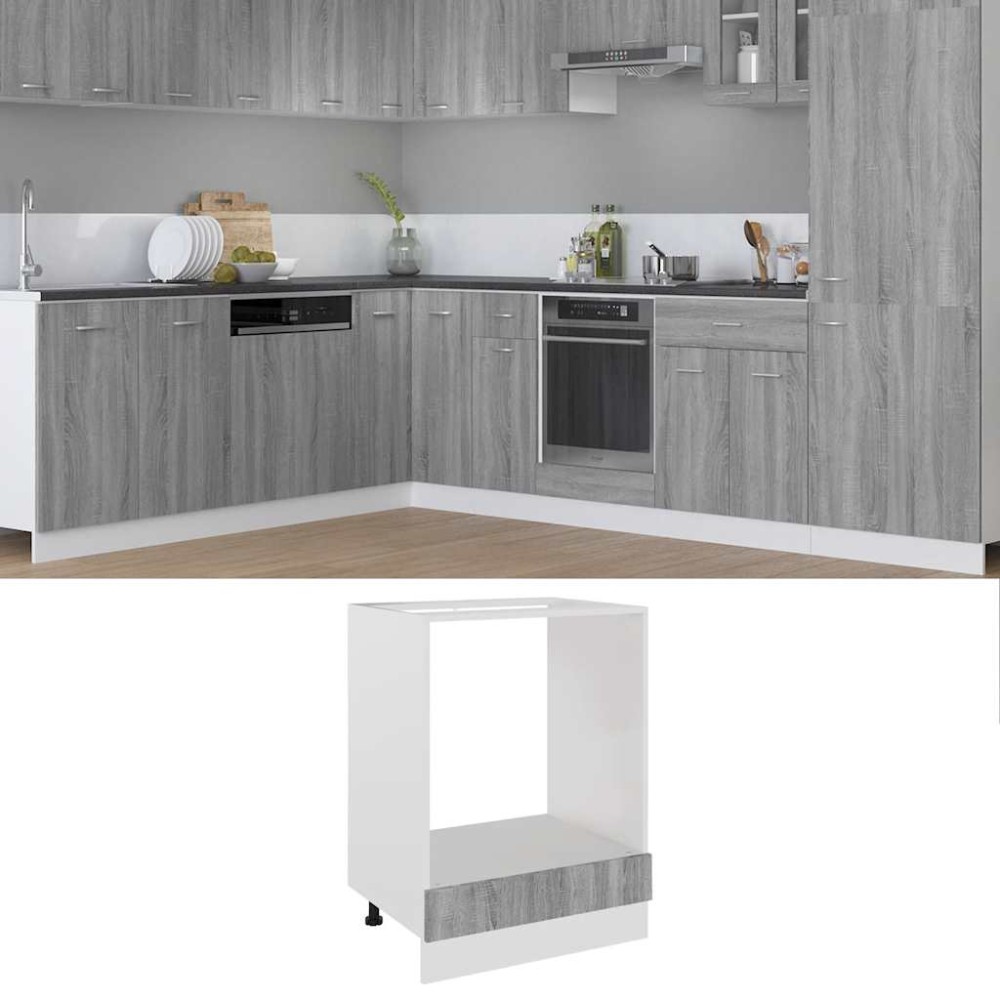 vidaXL Ντουλάπι Φούρνου "Riga" Γκρι Sonoma 60x46x81,5 εκ. από Τεχνητό Ξύλο