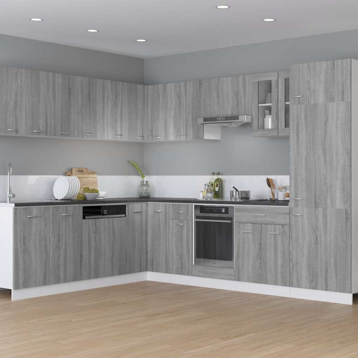vidaXL Ντουλάπι Φούρνου Γκρι Sonoma 60x46x81,5 εκ. Επεξεργασμένο Ξύλο