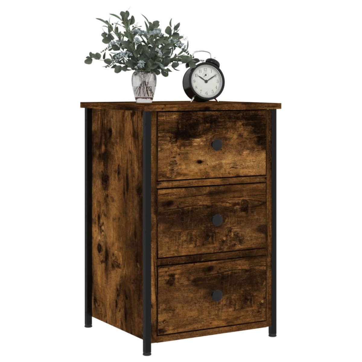 vidaXL Κομοδίνα 2 τεμ. Καπνιστή Δρυς 40 x 36 x 60 εκ. Επεξεργ. Ξύλο