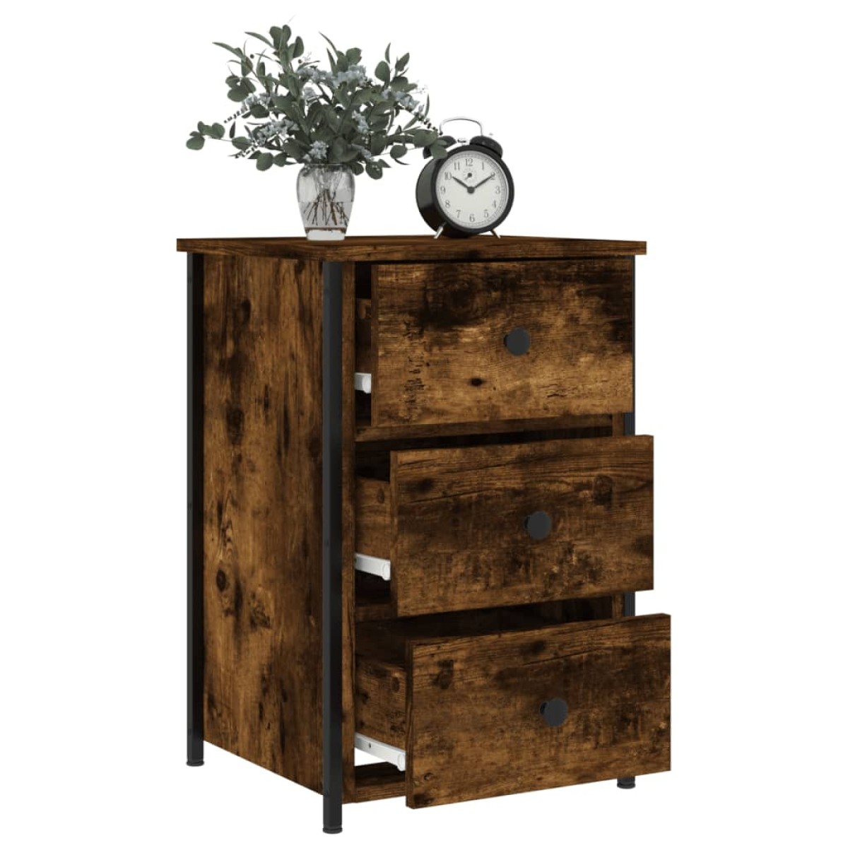 vidaXL Κομοδίνα 2 τεμ. Καπνιστή Δρυς 40 x 36 x 60 εκ. Επεξεργ. Ξύλο