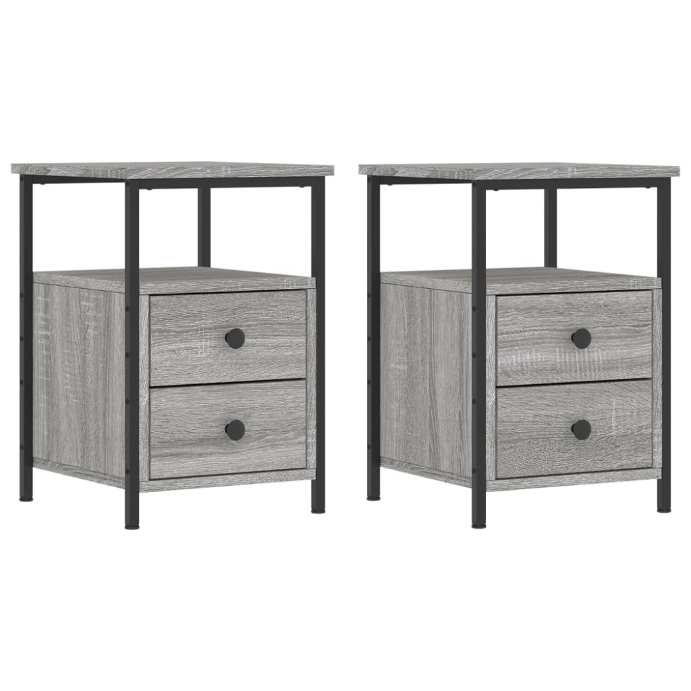 vidaXL Κομοδίνα 2 τεμ. Γκρι Sonoma 34 x 35,5 x 50 εκ. Επεξεργ. Ξύλο