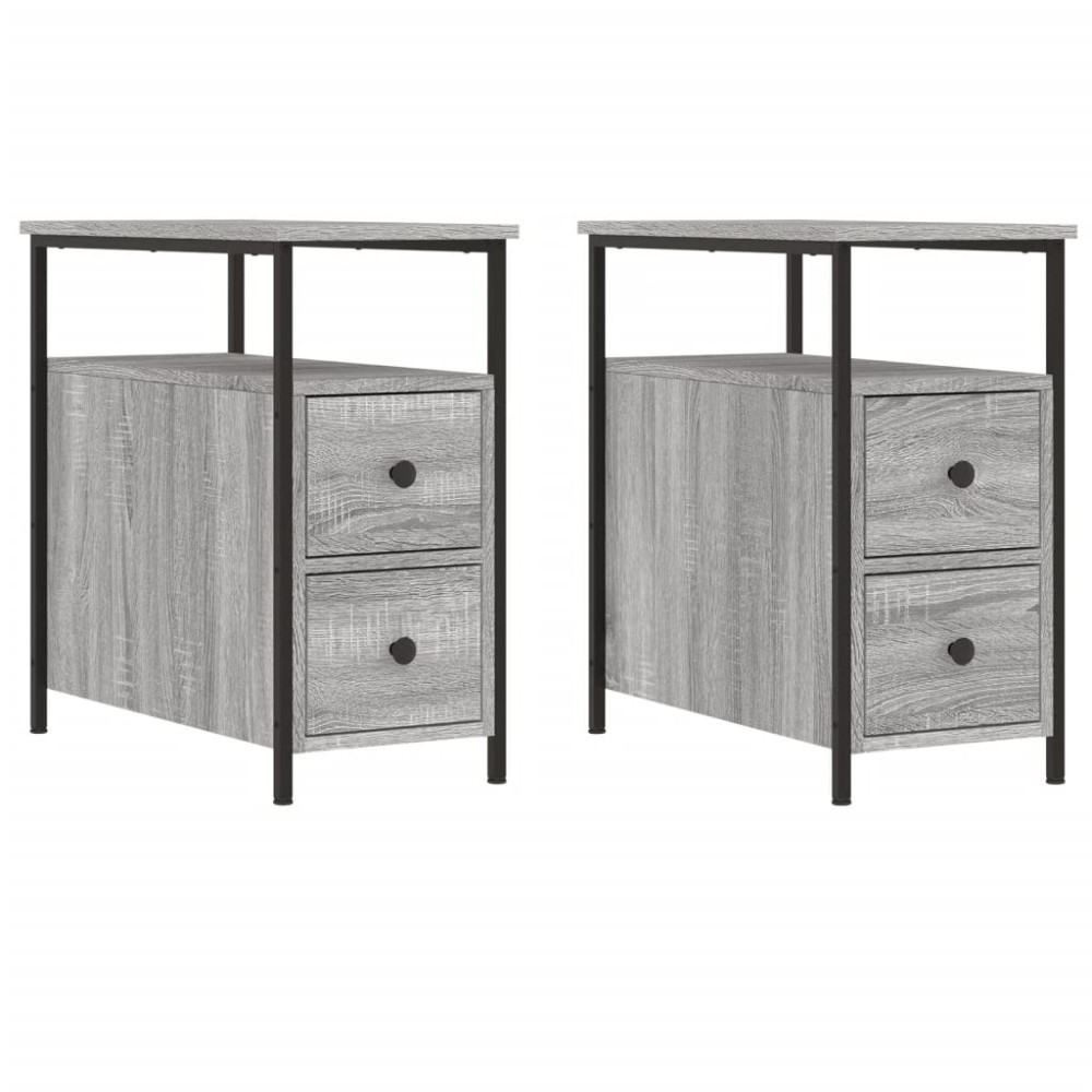 vidaXL Κομοδίνα 2 τεμ. Γκρι Sonoma 30 x 60 x 60 εκ. από Επεξεργ. Ξύλο
