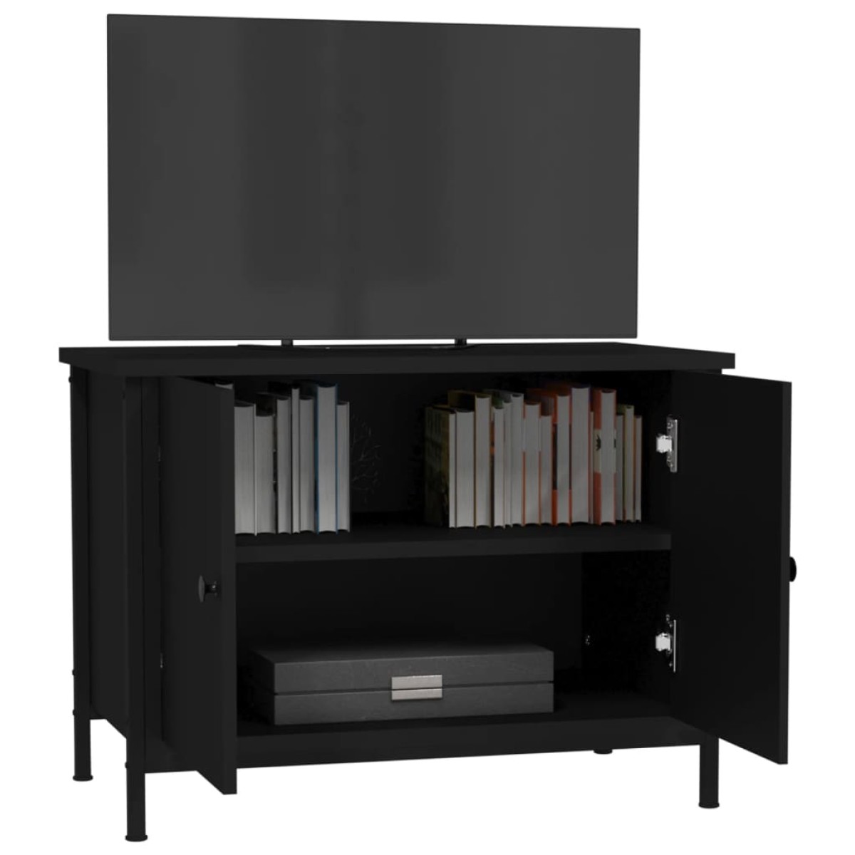 vidaXL Έπιπλο Τηλεόρασης με Πόρτες Μαύρο 60 x 35 x 45 εκ. Επεξ. Ξύλο