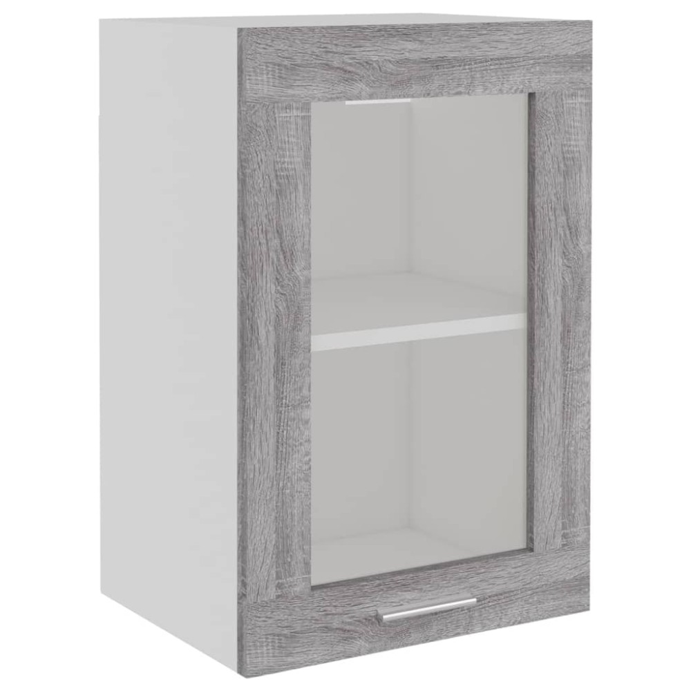 vidaXL Κρεμαστό Γυάλινο Ντουλάπι "Lyon" Γκρι Sonoma 40x31x60 εκ. από Τεχνητό Ξύλο