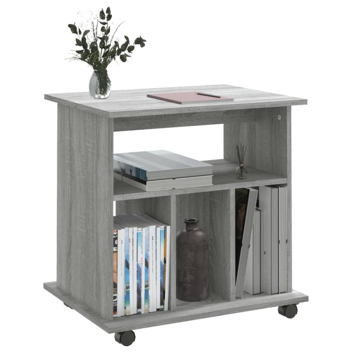 vidaXL Ντουλάπι Με Ροδάκια Γκρι Sonoma 60x45x60 εκ. Επεξεργασμένο Ξύλο