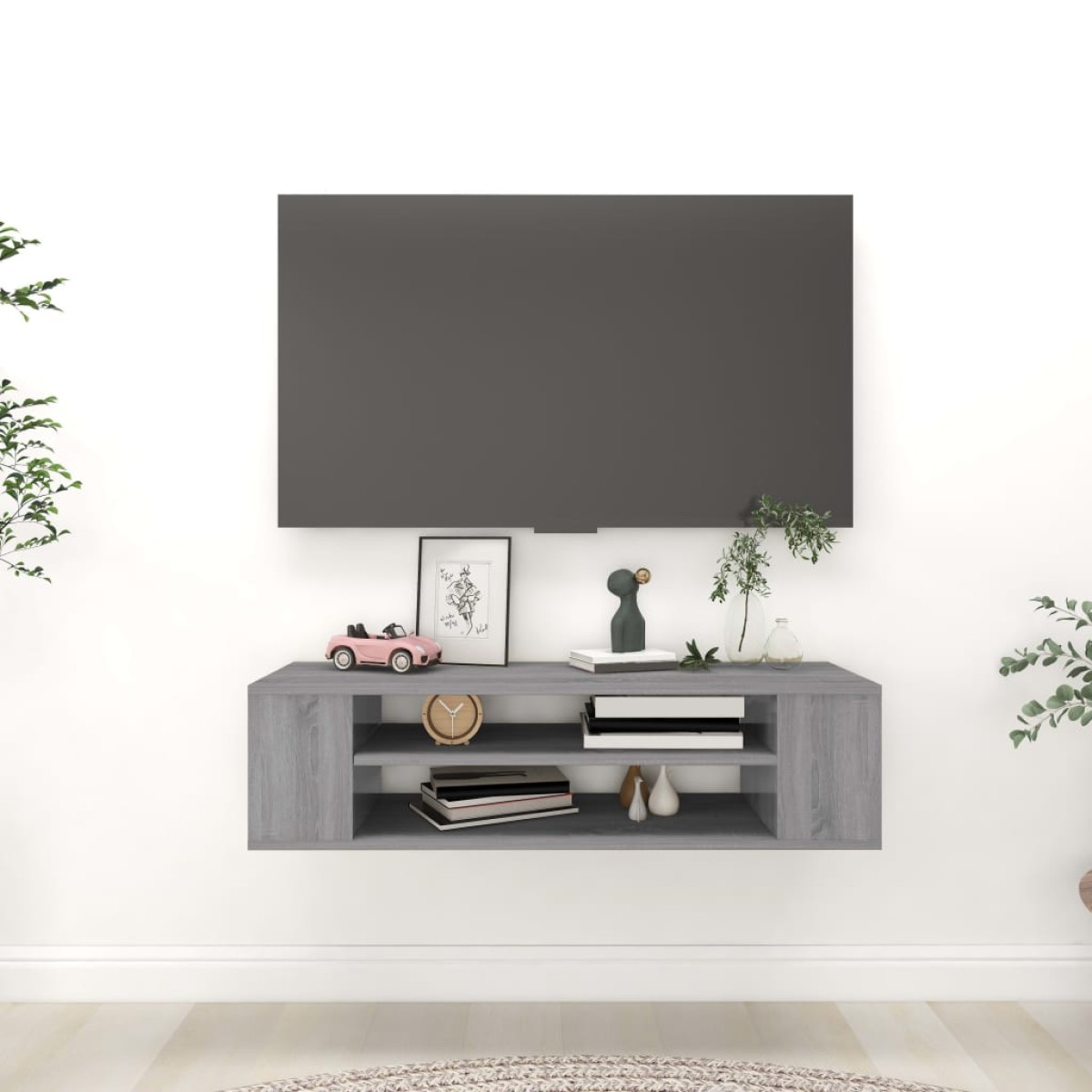 vidaXL Έπιπλο Τηλεόρασης Κρεμαστό Γκρι Sonoma 100x30x26,5εκ Επεξ. Ξύλο