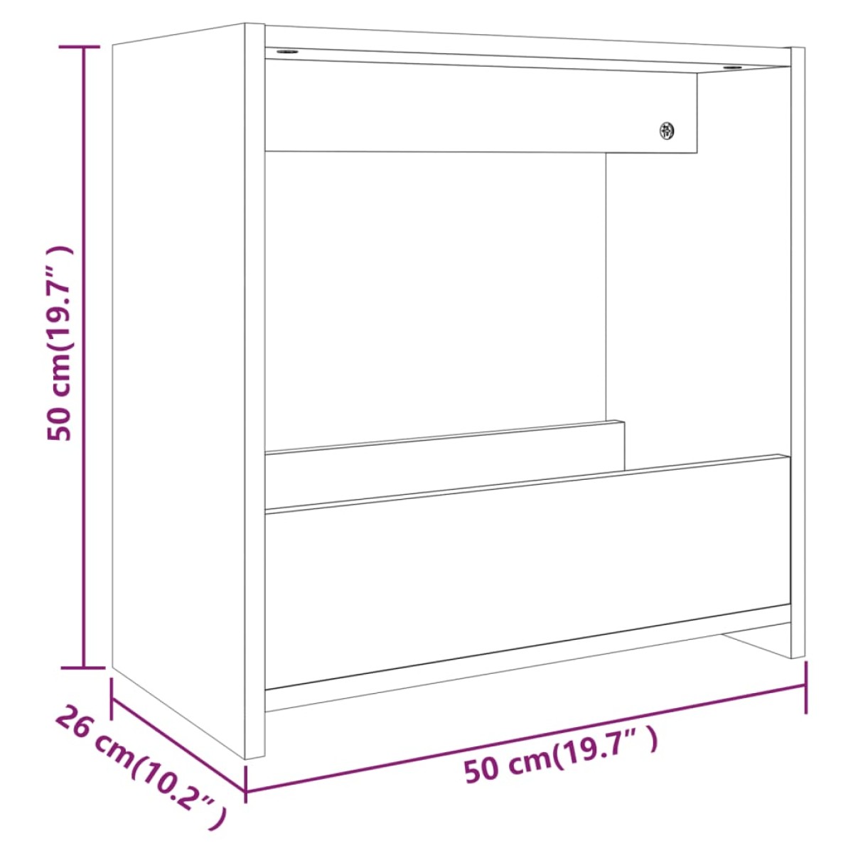 vidaXL Βοηθητικό Τραπέζι Καφέ Δρυς 50x26x50 εκ. Επεξεργασμένο Ξύλο