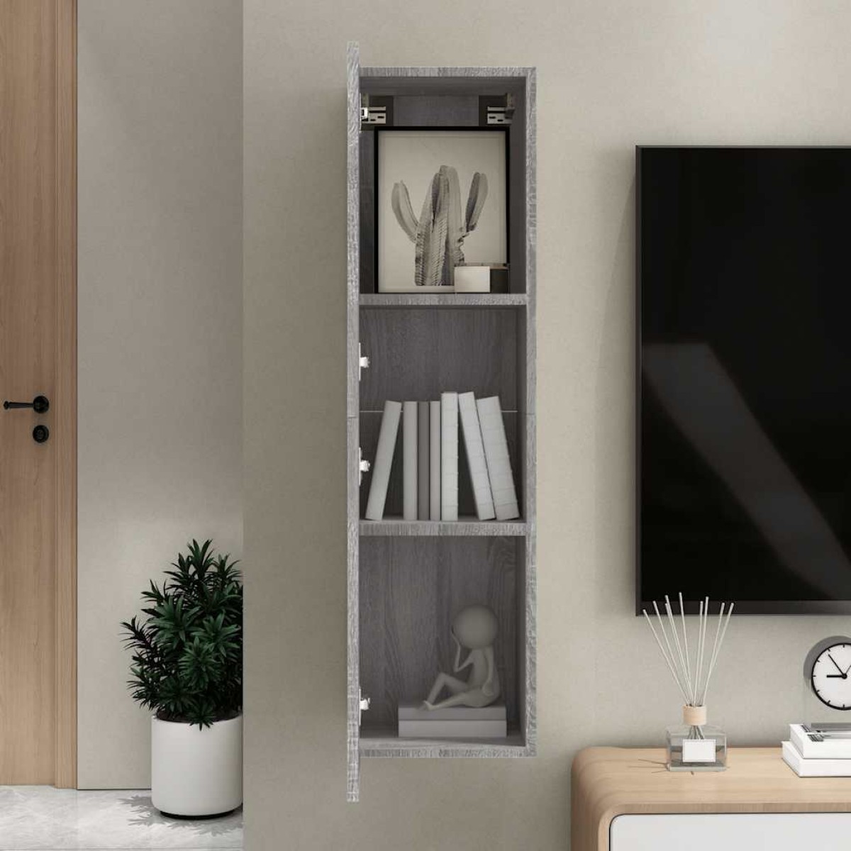 vidaXL Έπιπλο Τηλεόρασης Επιτοίχιο Γκρι Sonoma 30,5 x 30 x 110 εκ.