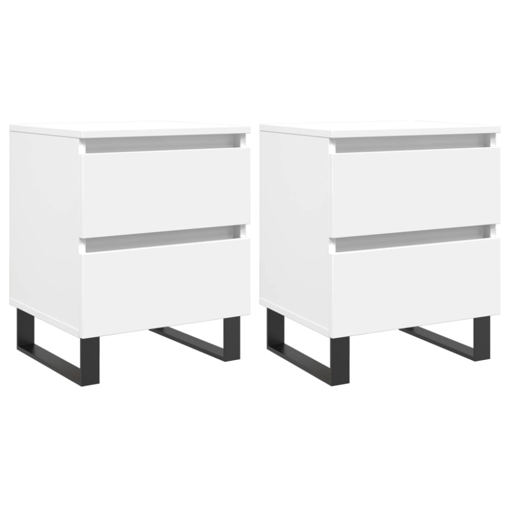 vidaXL Κομοδίνα Λευκά 2 τεμ. 40 x 35 x 50 εκ. από Επεξεργασμένο Ξύλο