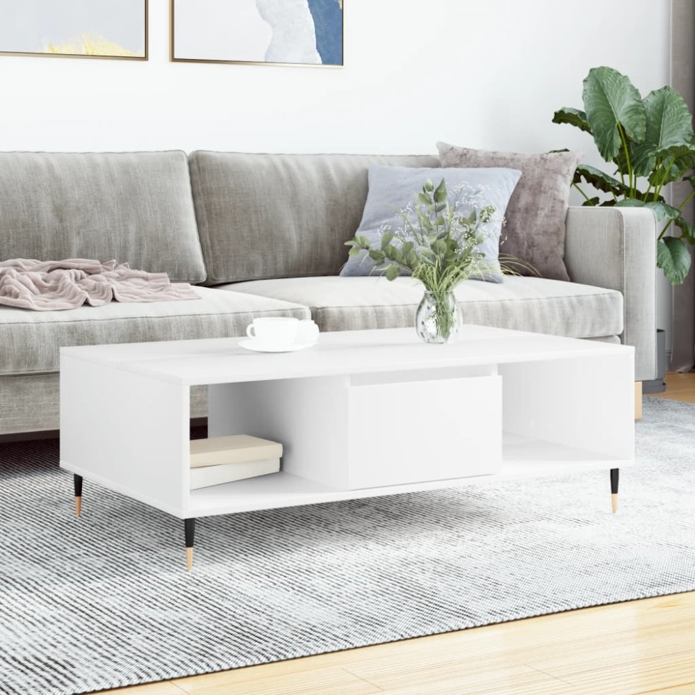 vidaXL Τραπεζάκι Σαλονιού Λευκό 104x60x35 εκ. από Επεξεργασμένο Ξύλο