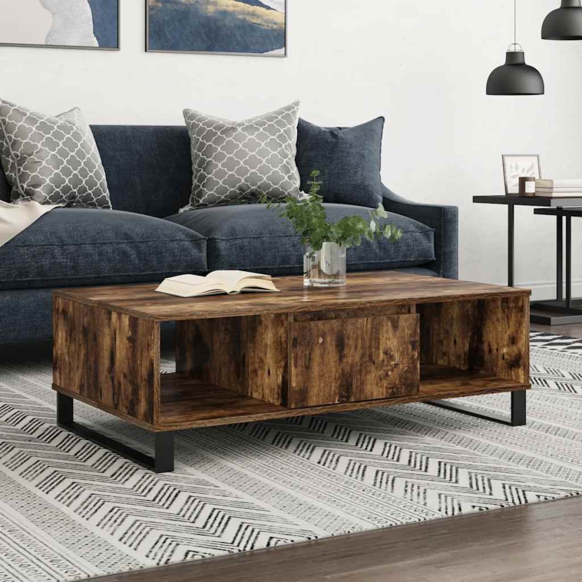 vidaXL Τραπεζάκι Σαλονιού Καπνιστή Δρυς 104x60x35 εκ. Επεξεργ. Ξύλο