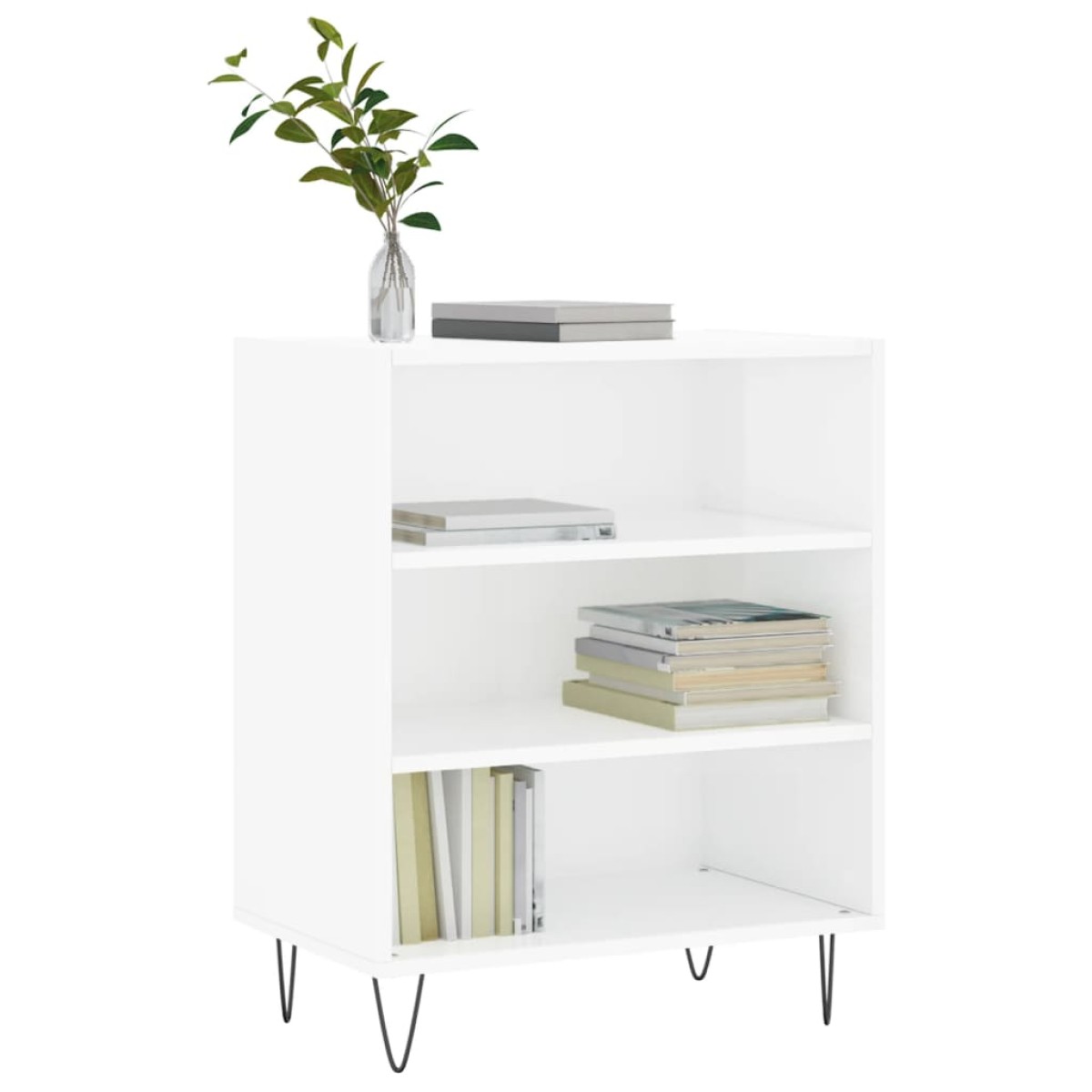 vidaXL Ραφιέρα Γυαλιστερή Λευκή 57 x 35 x 70 εκ. από Επεξεργ. Ξύλο