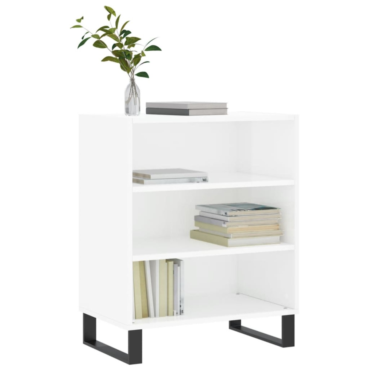 vidaXL Ραφιέρα Γυαλιστερή Λευκή 57 x 35 x 70 εκ. από Επεξεργ. Ξύλο