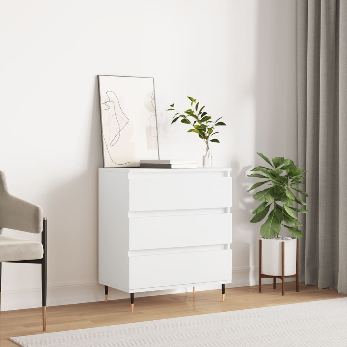 vidaXL Συρταριέρα Λευκή 60 x 35 x 70 εκ. από Επεξεργασμένο Ξύλο