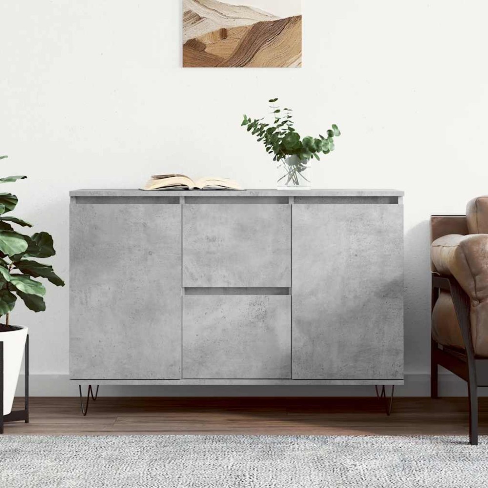 vidaXL Μπουφές Γκρι Σκυροδέματος 101,5x35x70 εκ. από Επεξεργασμένο Ξύλο