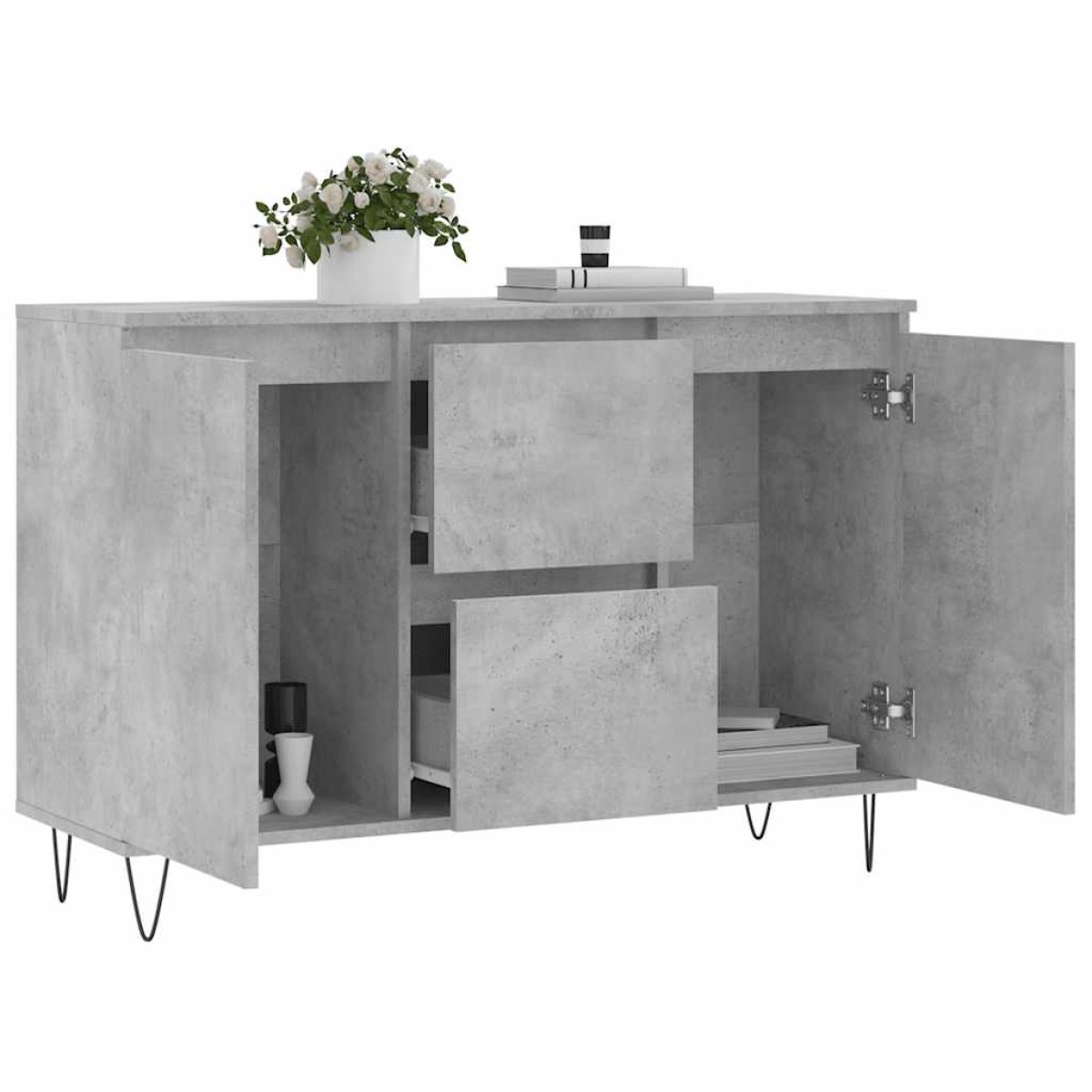 vidaXL Μπουφές Γκρι Σκυροδέματος 104x35x70 εκ. από Επεξεργασμένο Ξύλο