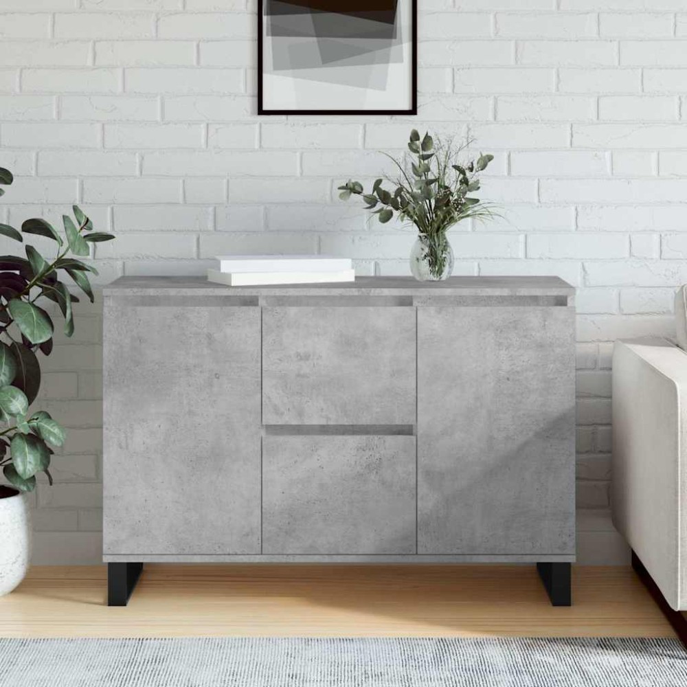 vidaXL Μπουφές Γκρι Σκυροδέματος 101,5x35x70 εκ. από Επεξεργασμένο Ξύλο