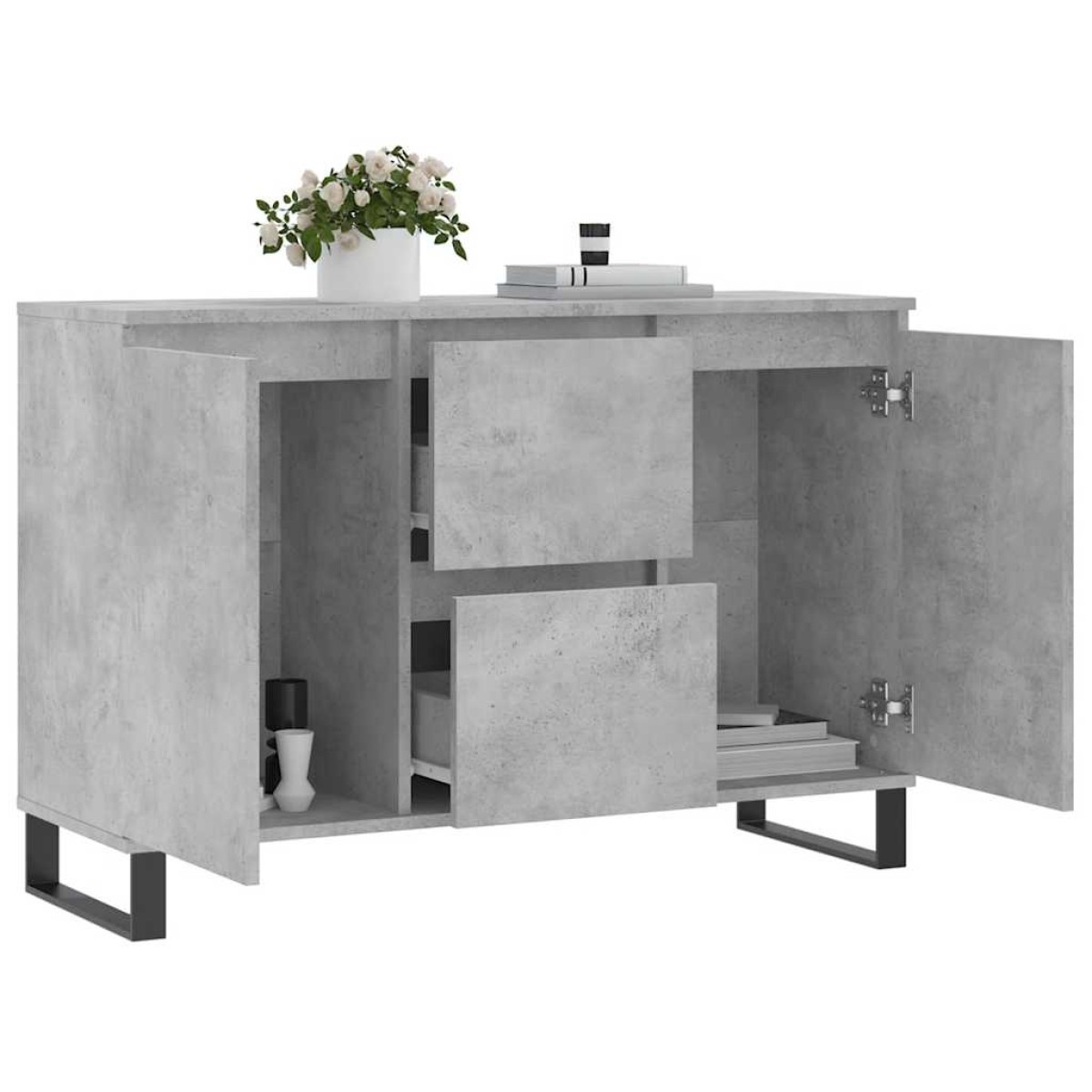 vidaXL Μπουφές Γκρι Σκυροδέματος 104x35x70 εκ. από Επεξεργασμένο Ξύλο