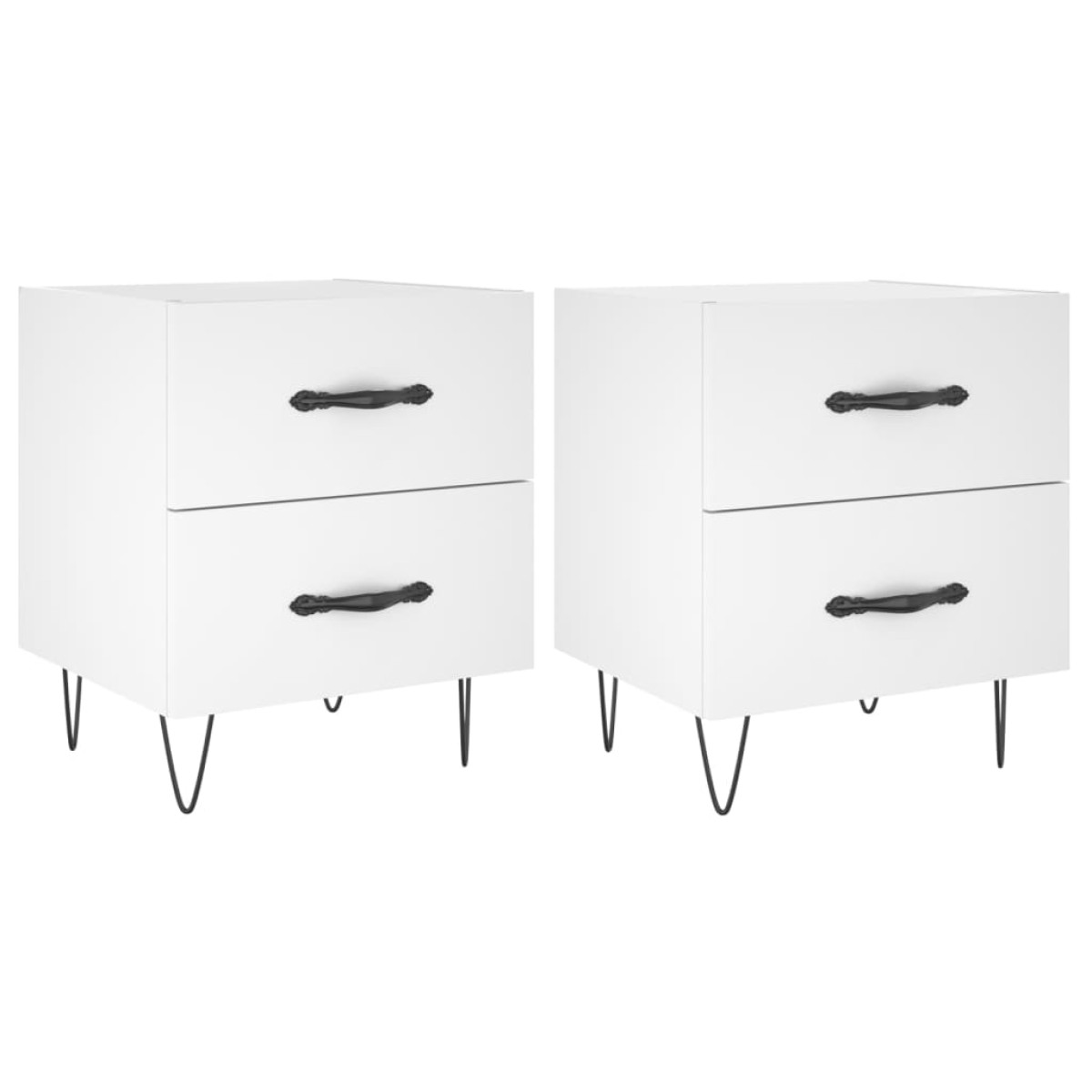vidaXL Κομοδίνα 2 τεμ. Λευκά 40 x 35 x 47,5 εκ. από Επεξεργασμένο Ξύλο