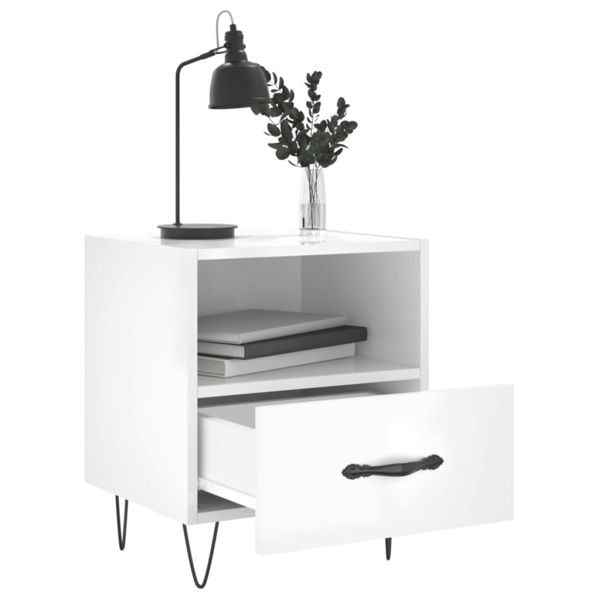 vidaXL Κομοδίνα 2 τεμ. Γυαλ. Λευκό 40x35x47,5 εκ. Επεξεργασμένο Ξύλο