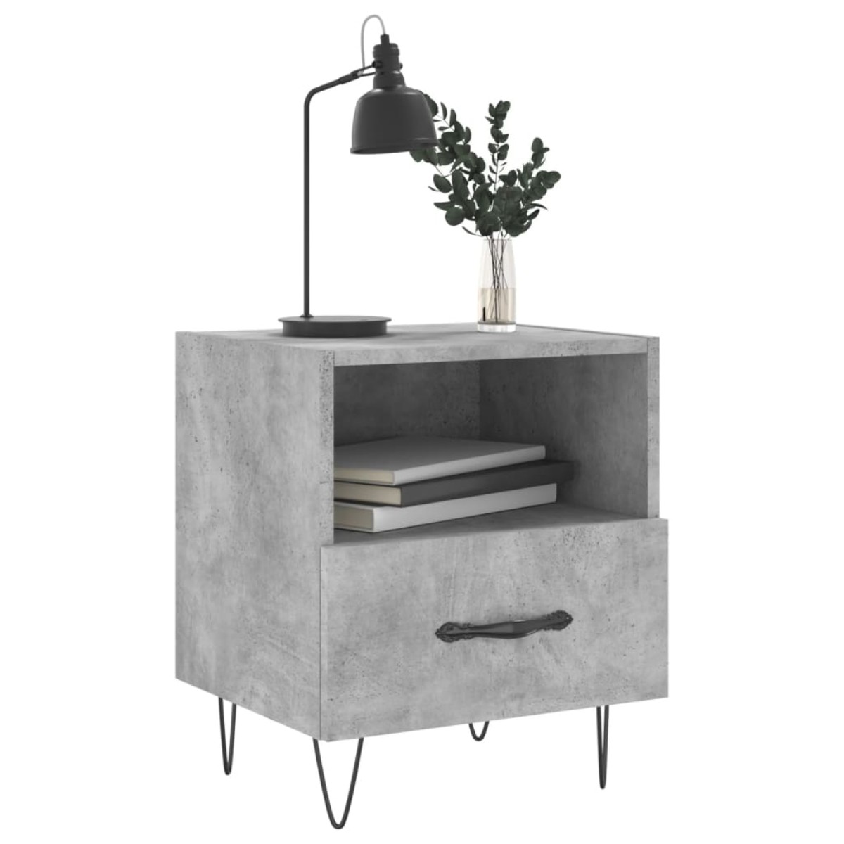 vidaXL Κομοδίνα 2 τεμ. Γκρι Σκυροδεμ. 40 x 35 x 47,5 εκ. Επεξεργ. Ξύλο