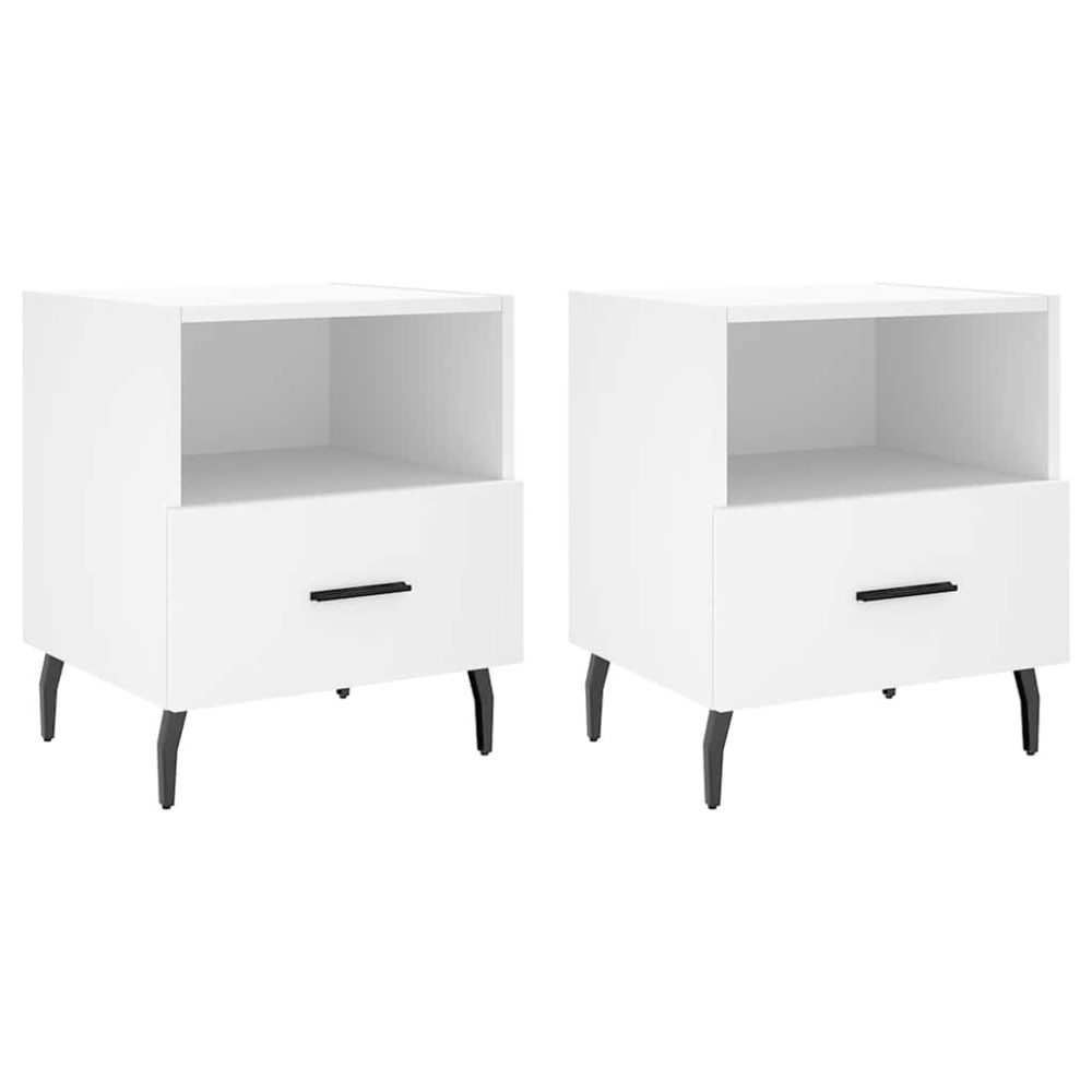 vidaXL Κομοδίνα 2 τεμ. Λευκά 40 x 35 x 47,5 εκ. από Επεξεργασμένο Ξύλο